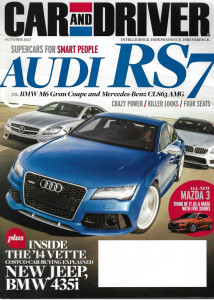 CAR & DRIVER 2013 OCT - AUDI RS 7, BMW M6 GRAN COUPE, M-B CLS63 AMG, MAZDA 3